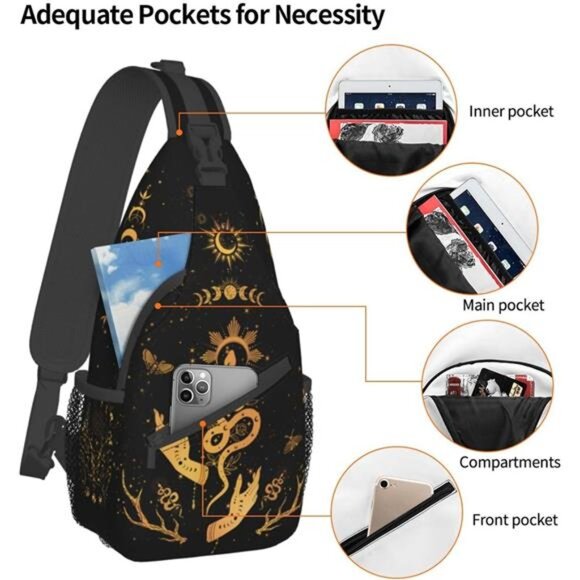 Witchy crossbody bag moon moth mushroom sling bag womens gothic travel purse - Picture 3 of 8